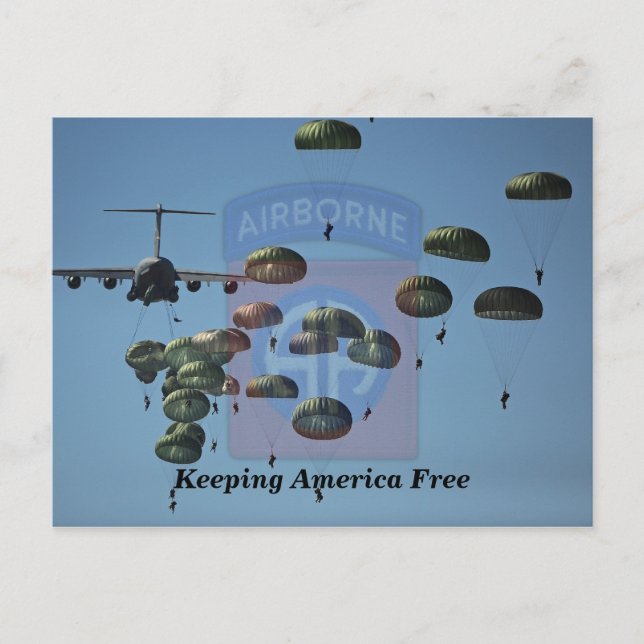 im Flugzeug Fort Bragg Veterans Veteranen-Patch Postkarte (Vorderseite)