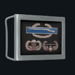 Im Flugzeug Luft-Angriff CIB Rechteckige Gürtelschnalle<br><div class="desc">Ursprüngliches Foto eines Kampf-Infanterie-Abzeichens (CIB) über im Flugzeug und Luft-Angriff wings</div>