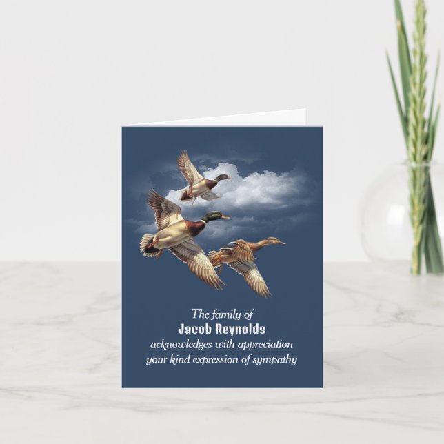 Im Flugzeug Mallard Ducks Vielen Dank Beileid Karte (Vorderseite)