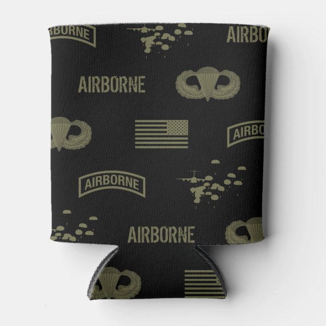 Im Flugzeug Muster (grün) Dosenkühler (Vorderseite)