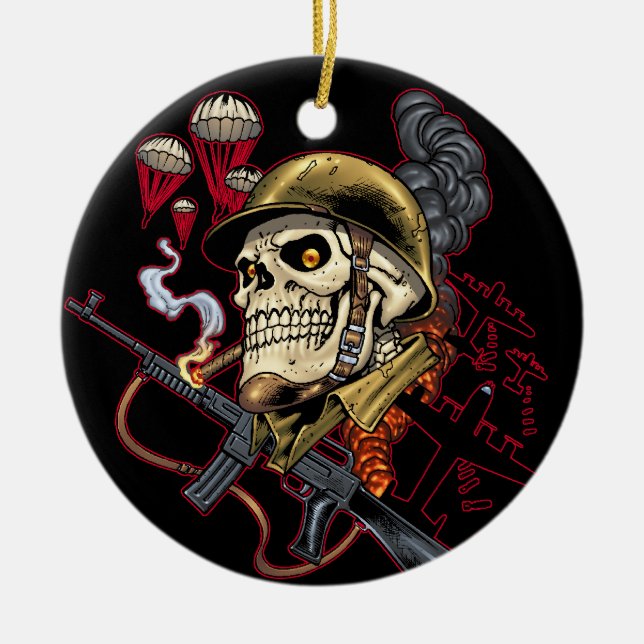 Im Flugzeug oder Marinefallschirmjäger-Schädel mit Keramikornament (Vorne)