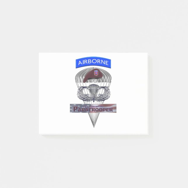 Im Flugzeug Tab Steel Paratrooper Jump Wings Post-it Klebezettel (Vorderseite)