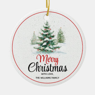 Im Freien Weihnachtsbaum Frohe Weihnachten und Fot Keramik Ornament