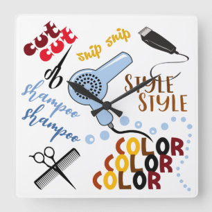 Im Friseursalon Quadratische Wanduhr