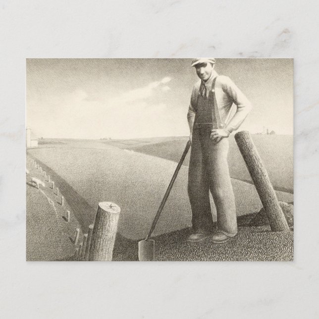 Im Frühling von Grant Wood Postkarte (Vorderseite)