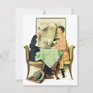 Im Frühstückstisch 1930 Norman Rockwell Feiertagskarte