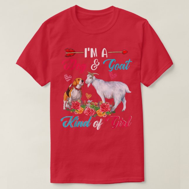 I'm Funny Dog And Goat Kind Of Girl Farmer Floral  T-Shirt (Design vorne)