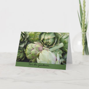 Im Garten arbeitengruß-Karte mit Artischocken Karte