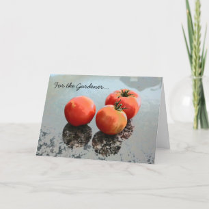 Im Garten arbeitengruß-Karte mit Tomaten Karte