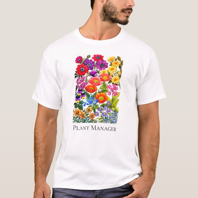 Im Garten arbeitenPflanzen-Blumengarten-T - Shirt (Vorderseite)