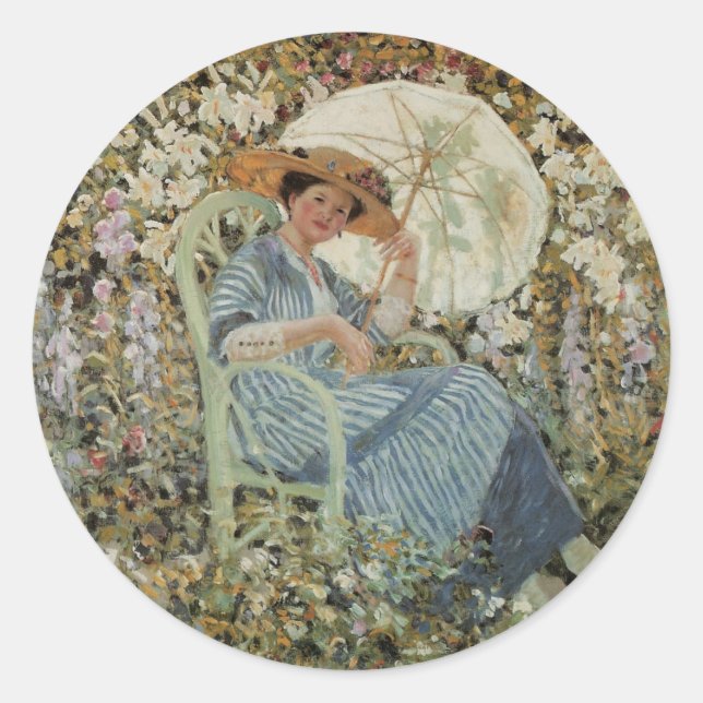 Im Garten, Giverny von Frederick Frieseke Runder Aufkleber (Vorderseite)