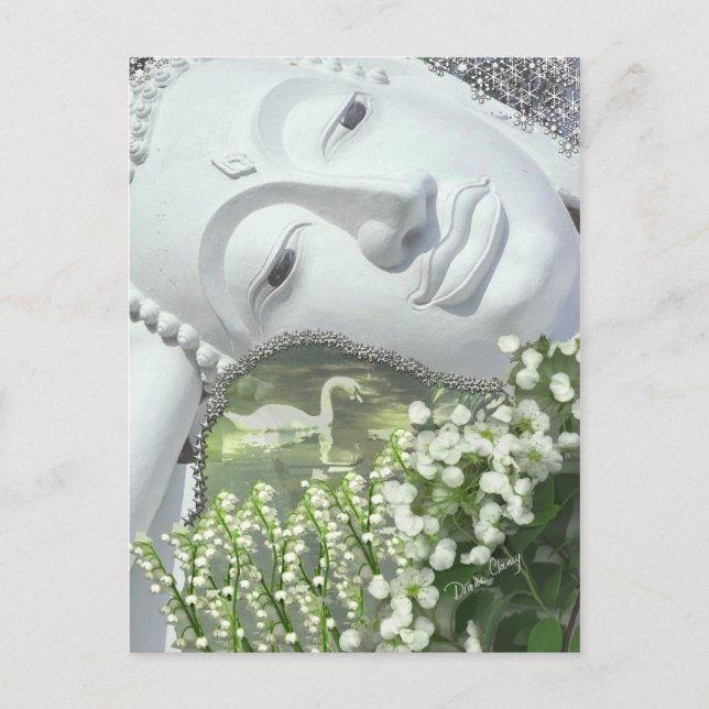 Im Garten - Quan Yin & Blume Postkarte (Vorderseite)