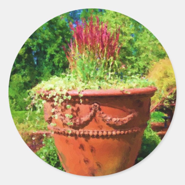 Im Garten Runder Aufkleber (Vorderseite)