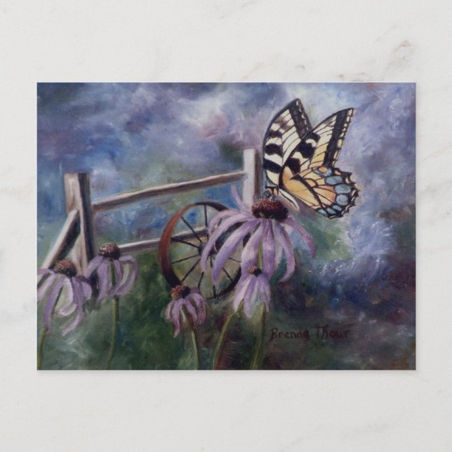 Im Garten Schmetterling Postkarte (Vorderseite)