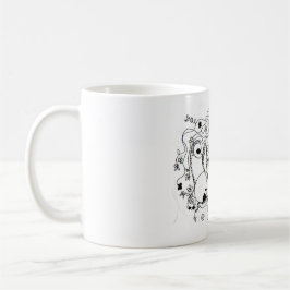 Im Garten versteckt. - Tintenzeichnung Kaffeetasse