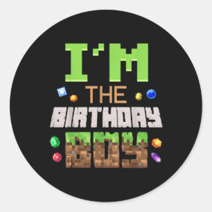 Im Geburtstagsjunge Party Video Gamer Pixel Number Runder Aufkleber
