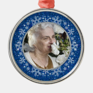 Im Gedächtnis der Verzierung - Blaue Schneeflocken Ornament Aus Metall