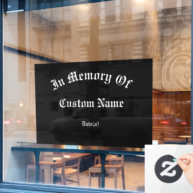 Im Gedenken an das riesige Tribute-Fenster Fensteraufkleber (Café-Fenster)