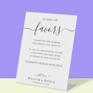 Im Gefolge der Favoriten Elegante Hochzeitsspende Sockelschild