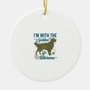 Im Golden Retriever Hund Halloween Kürbisse Blätte Keramik Ornament