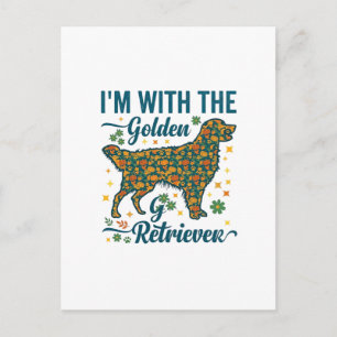 Im Golden Retriever Hund Halloween Kürbisse Blätte Postkarte