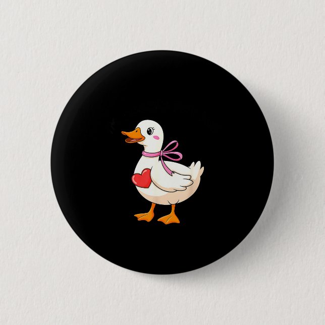 I'm Goosey For You Coquette Valentine Goose  Button (Vorderseite)