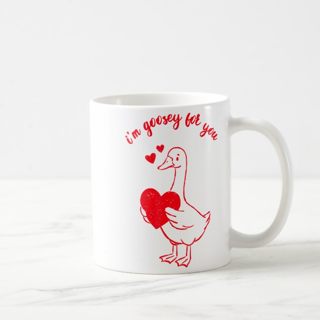 I'm Goosey For You Valentine Goose Hearts Minimal  Kaffeetasse (Rechts)