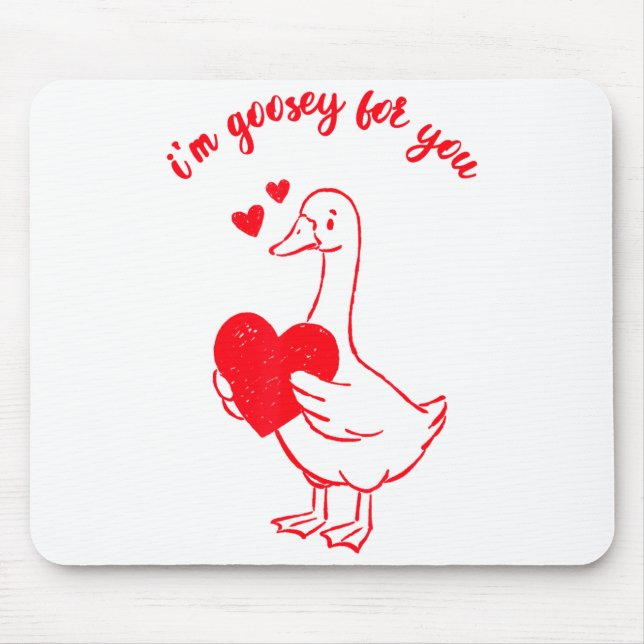 I'm Goosey For You Valentine Goose Hearts Minimal  Mousepad (Vorne)