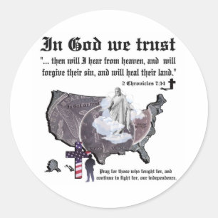 Im GOTT VERTRAUEN WIR - 2 Chronik-7:14 Runder Aufkleber