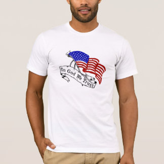 Im Gott vertrauen wir, rotes weißes und blau T-Shirt