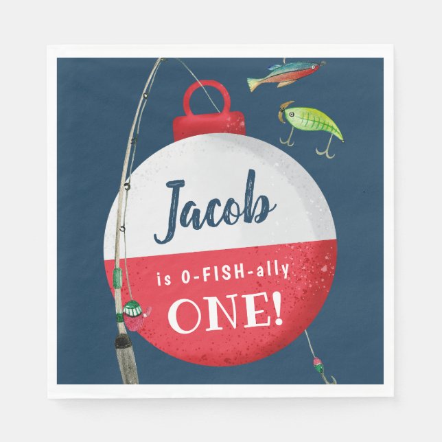 Im großen ONE Fishing zum Geburtstag Serviette (Vorderseite)