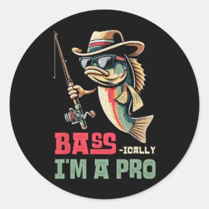 Im Grunde bin ich ein Profi für lustige Angler Runder Aufkleber