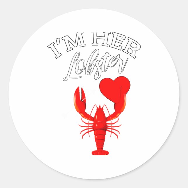Im Her Lobster Heart Couple Matching Gift Valentin Runder Aufkleber (Vorderseite)