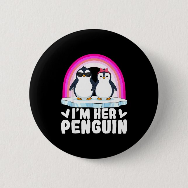I'm Her Penguin Matching Couple Valentine Love Hea Button (Vorderseite)