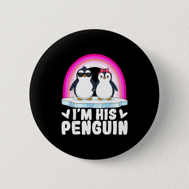 I'm Her Penguin Matching Couple Valentine Love Hea Button (Vorderseite)