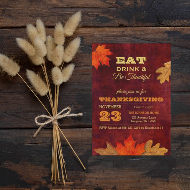 Im Herbst essen wir Getränke und sind dankbar für  Einladung (Von Creator hochgeladen)