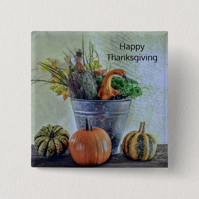 Im Herbst noch Leben mit Kürbis, Blume Button (Vorderseite)