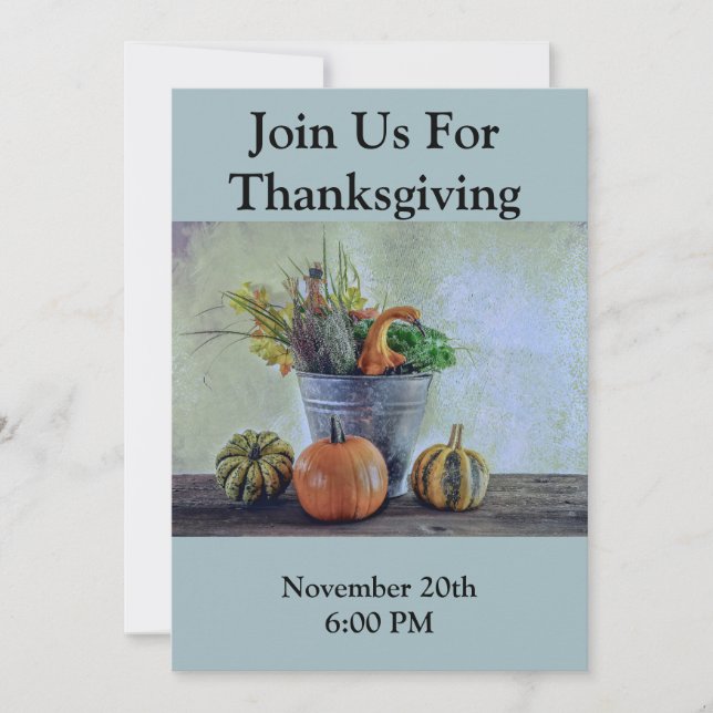 Im Herbst noch Leben mit Kürbis, Blume Einladung (Vorderseite)