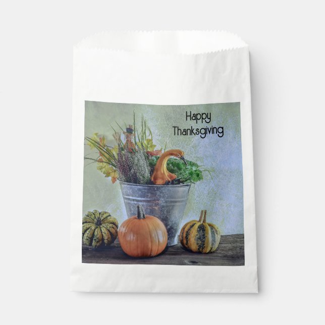 Im Herbst noch Leben mit Kürbis, Blume Geschenktütchen (Vorderseite)