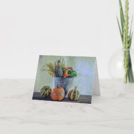 Im Herbst noch Leben mit Kürbis, Blume Karte