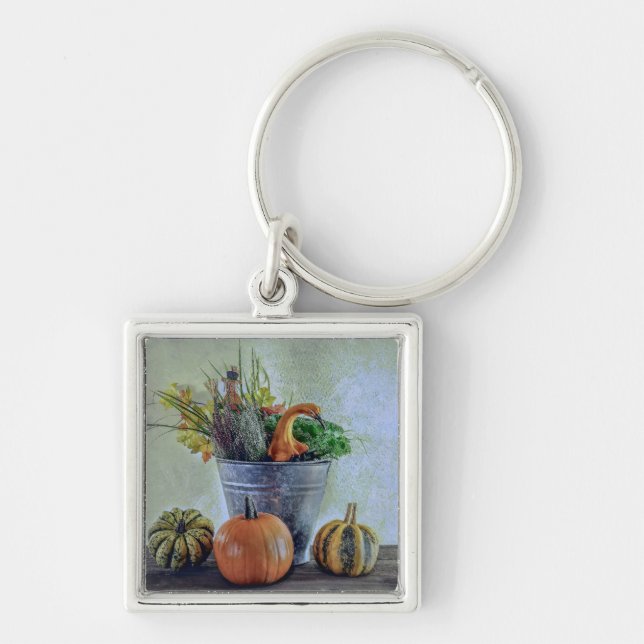 Im Herbst noch Leben mit Kürbis, Blume Schlüsselanhänger (Vorne)