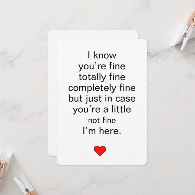 I'm here thinking of you card einladung (Vorderseite/Rückseite Beispiel)