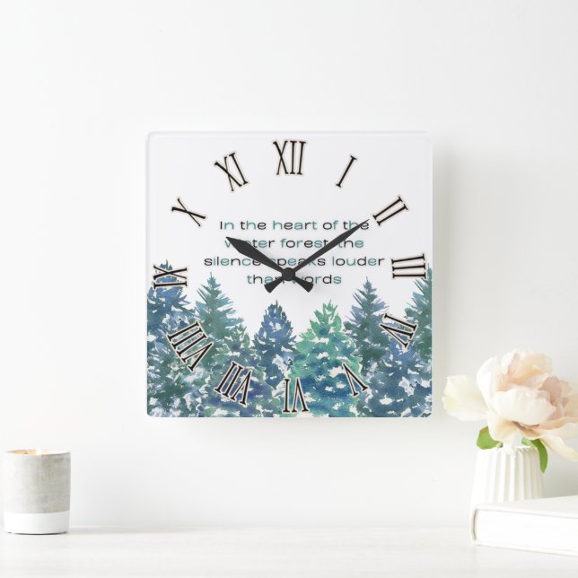 Im Herzen des Winterwaldes Quadratische Wanduhr (Zuhause)