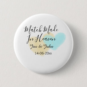 Im Himmel geschlossene Ehe blau gelbe Pastellherz  Button