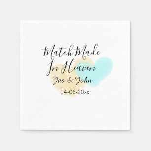 Im Himmel geschlossene Ehe blau gelbe Pastellherz Serviette