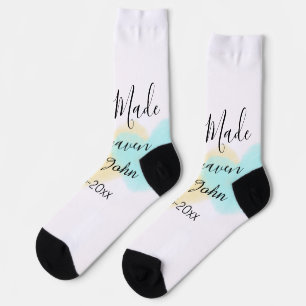 Im Himmel geschlossene Ehe blau gelbe Pastellherz Socken