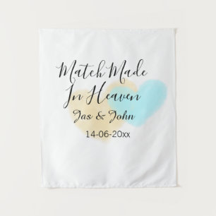 Im Himmel geschlossene Ehe blau gelbe Pastellherz  Wandteppich