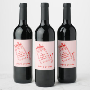 Im Himmel geschmiedetes Paar Rosa & Rotes Wein Eti Weinetikett