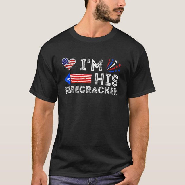 I'm His Firecracker   Funny 4th Of July Us Flag Co T-Shirt (Vorderseite)