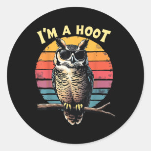 Im Hoot Sarcastic Sprichwort Owl Bird Retro Vintag Runder Aufkleber